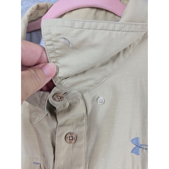 Under Armour All Seasons Gear Short Sleeve Button Up Shirt Men's XL Tan Vented - Picture 8 of 12